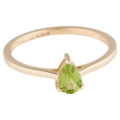 Bague cocktail en péridot 14 carats, taille 6,75 - pierre précieuse verte vibrante, bijou de fantaisie