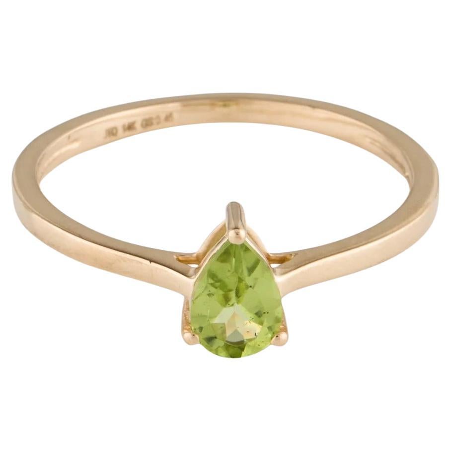 Bague cocktail en or jaune 14 carats, taille 6,75 - pierre précieuse verte vibrante