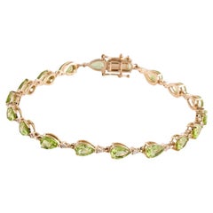 14K Peridot & Diamant Link Armband - Elegantes Design, zeitlose Schönheit