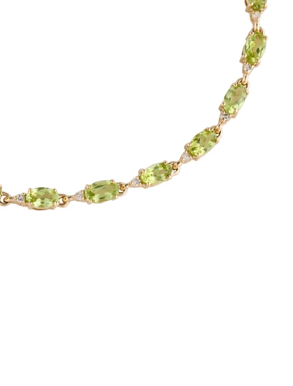 14K Peridot & Diamond Link Bracelet - Fine Jewelry, Timeless Elegance, Luxury In New Condition For Sale In Holtsville, NY