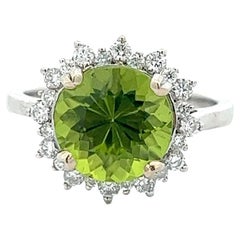 Anillo de Diamantes Peridoto 14k