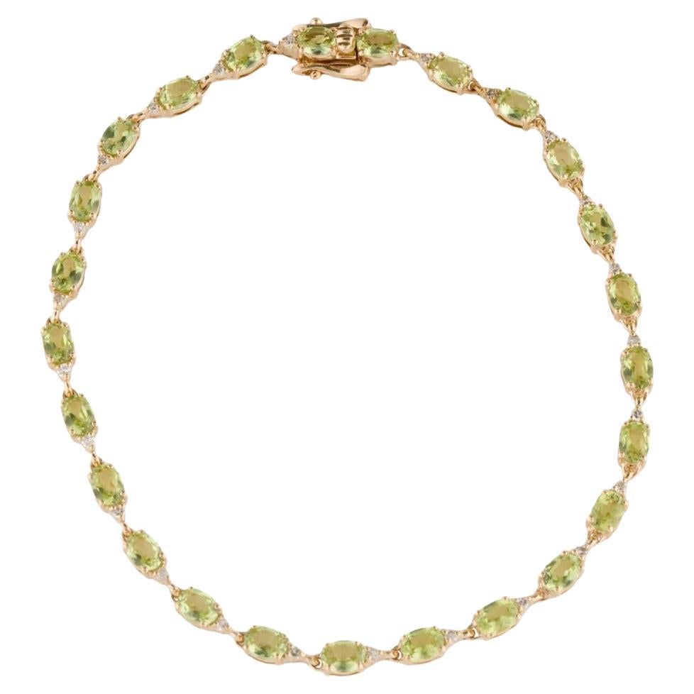 Bracelet de tennis en péridot et diamant 14K - Design Elegance & Timeless, pierres précieuses étonnantes