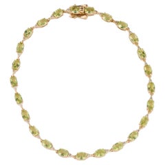 Bracelet de tennis en péridot et diamant 14K - Design Elegance & Timeless, pierres précieuses étonnantes