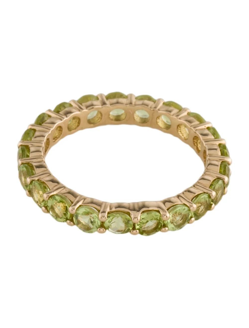 Round Cut 14K Peridot Eternity Band Ring Size 7 - Green Gemstone Fine Jewelry, Luxury For Sale