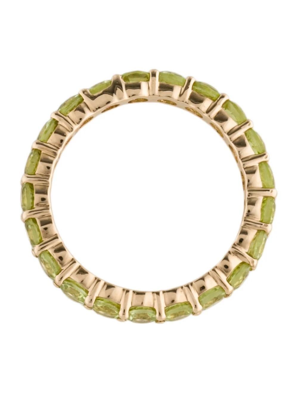 Women's 14K Peridot Eternity Band Ring Size 7 - Green Gemstone Fine Jewelry, Luxury For Sale