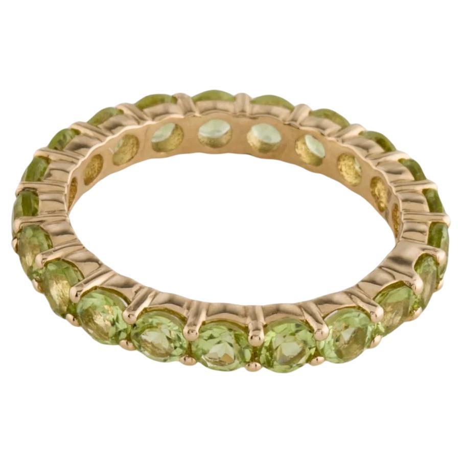 14K Peridot Eternity Band Ring Size 7 - Green Gemstone Fine Jewelry, Luxury For Sale
