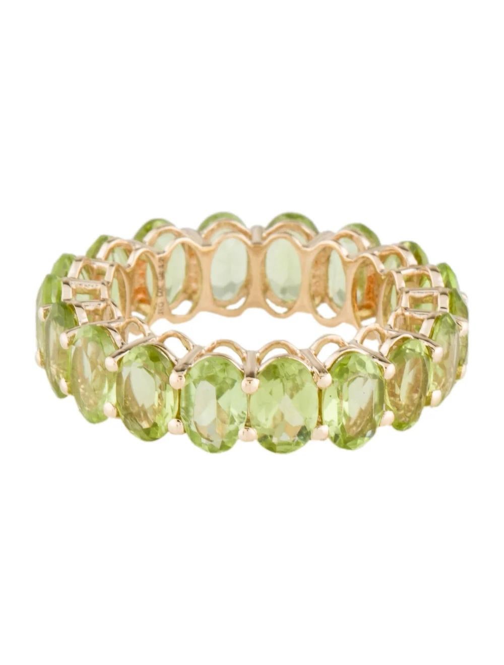 14K Peridot Eternity Band Ring - Size 7, Timeless Style, Vibrant Green Gemstones In New Condition For Sale In Holtsville, NY
