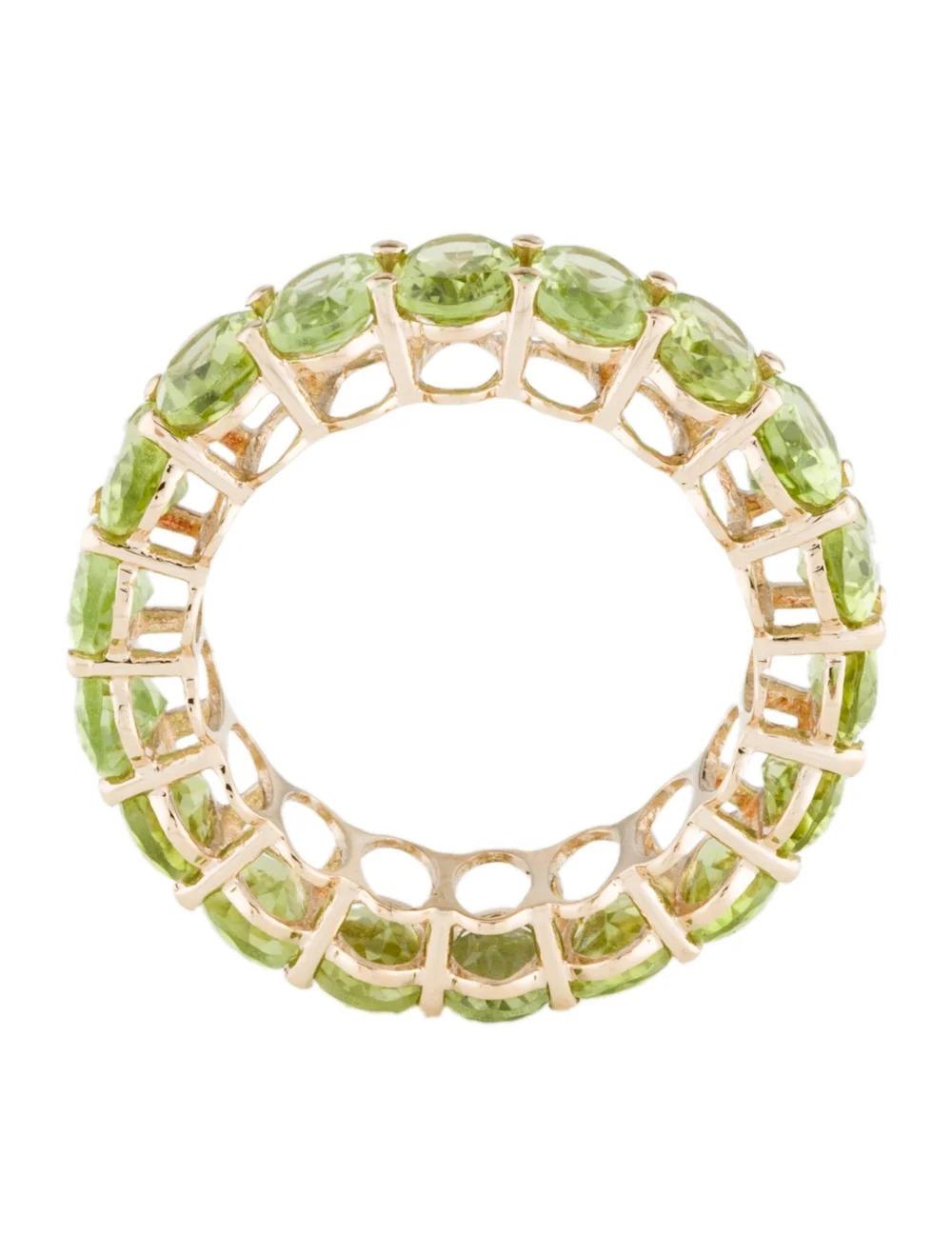 Women's 14K Peridot Eternity Band Ring - Size 7, Timeless Style, Vibrant Green Gemstones For Sale