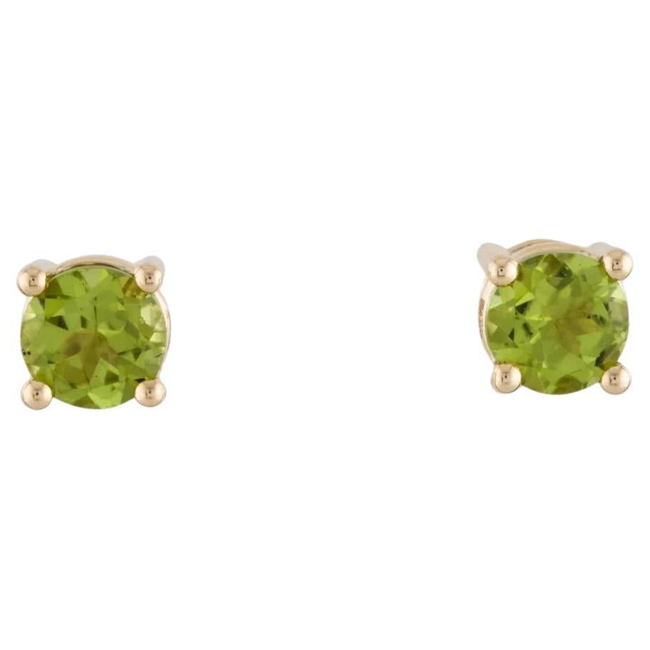 14K Peridot Stud Earrings 2.66ctw: Vibrant Green Gems, Timeless Style, Luxury For Sale