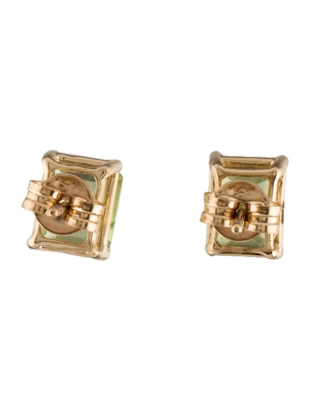 Emerald Cut 14K Peridot Stud Earrings 2.74ctw - Green Gemstone Fine Jewelry, Luxury For Sale