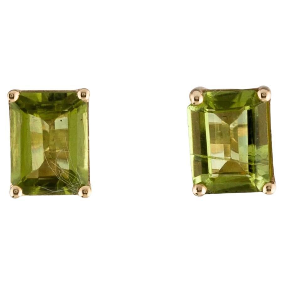 14K Peridot Stud Earrings 2.74ctw - Green Gemstone Fine Jewelry, Luxury For Sale