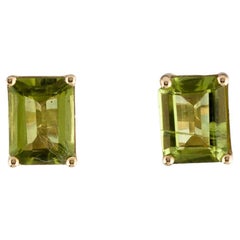 14K Peridot Stud Earrings 2.74ctw - Green Gemstone Fine Jewelry, Luxury