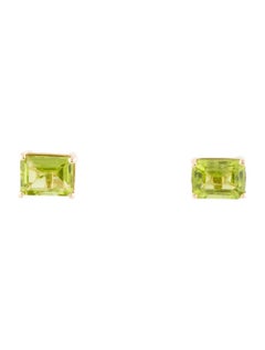 14K Peridot Stud Earrings, 3.74ctw - Green Gemstone, Luxury Statement Jewelry