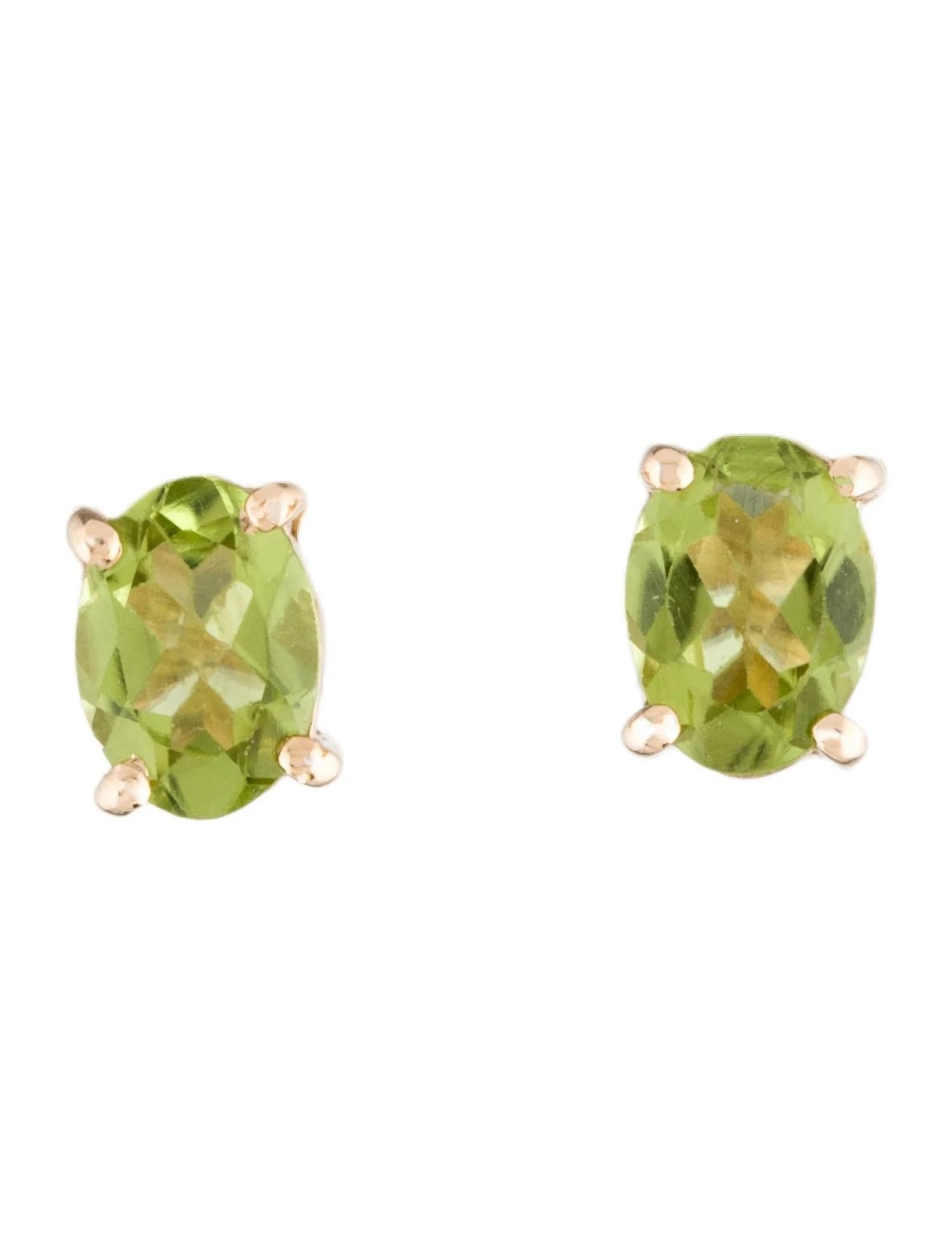Artist 14K Peridot Stud Earrings - Genuine Gemstone Jewelry, Timeless Style For Sale