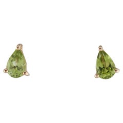 14K Peridot Stud Earrings: Timeless Elegance in Green Gemstone, 2 Carat Total