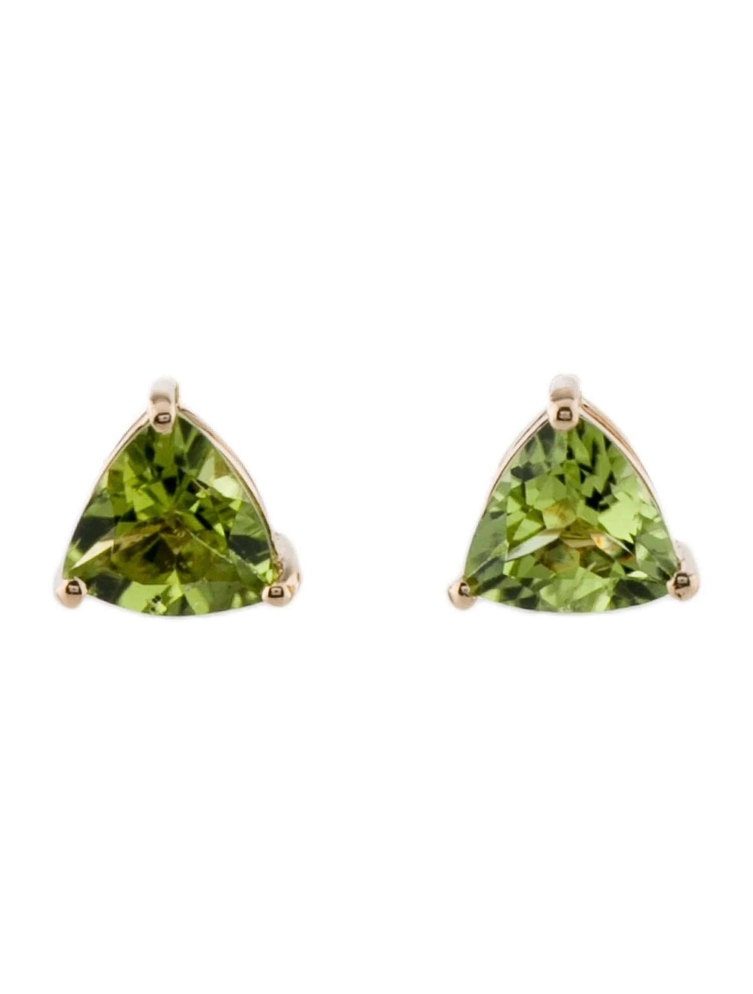 Brilliant Cut 14K Peridot Stud Earrings - Vibrant Green Gemstones, 2.15 Carats Total Weight For Sale