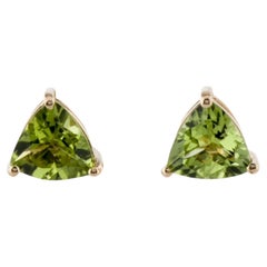 14K Peridot Stud Earrings - Vibrant Green Gemstones, 2.15 Carats Total Weight
