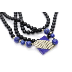 14k Peter Brams PBD Onyx and Lapis Lazuli necklace and bracelet. Onyx Lapis