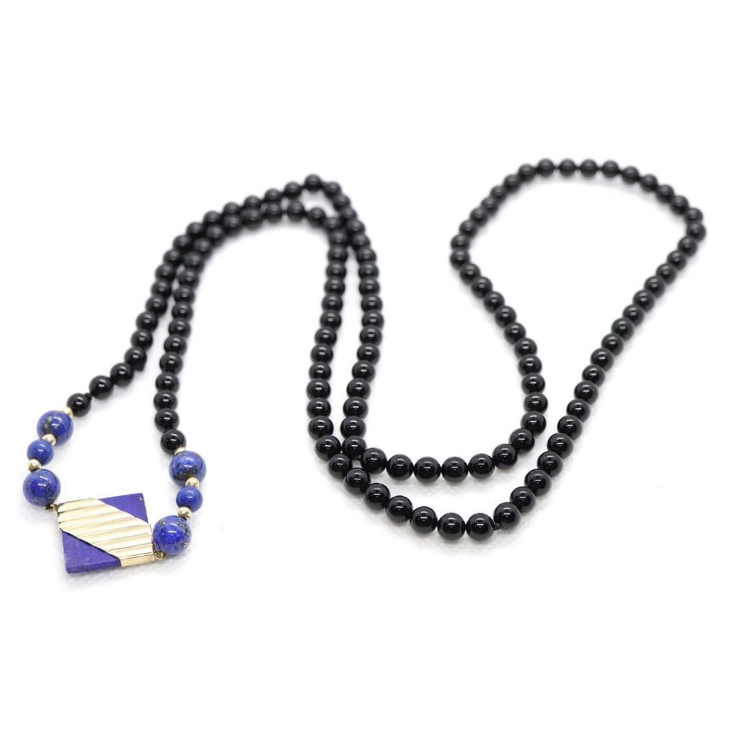 Collier et bracelet Peter Brams PBD en onyx et lapis-lazuli 14 carats Onyx Lapis Bon état - En vente à Port Charlotte, FL