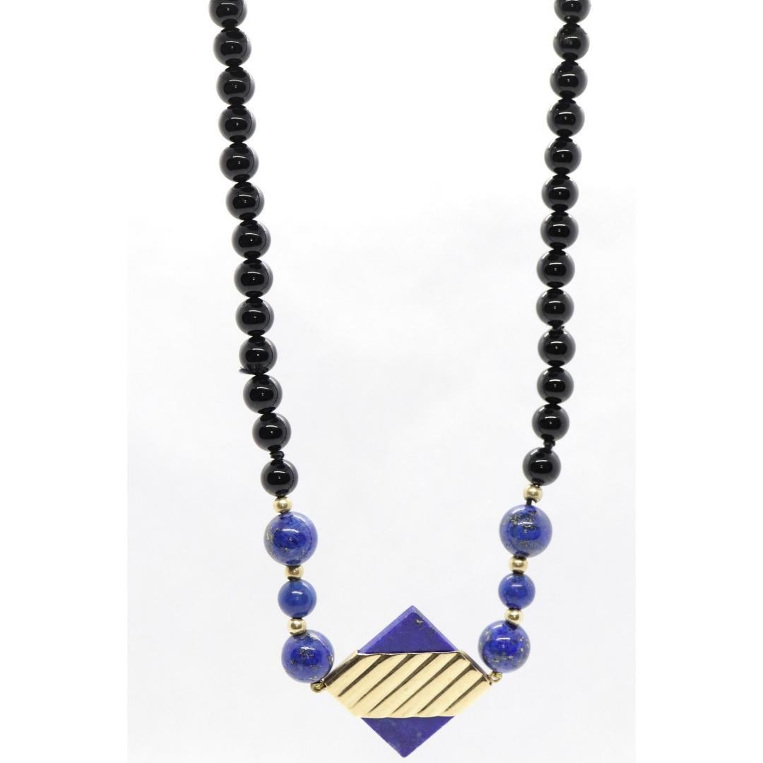 Collier et bracelet Peter Brams PBD en onyx et lapis-lazuli 14 carats Onyx Lapis Pour femmes en vente