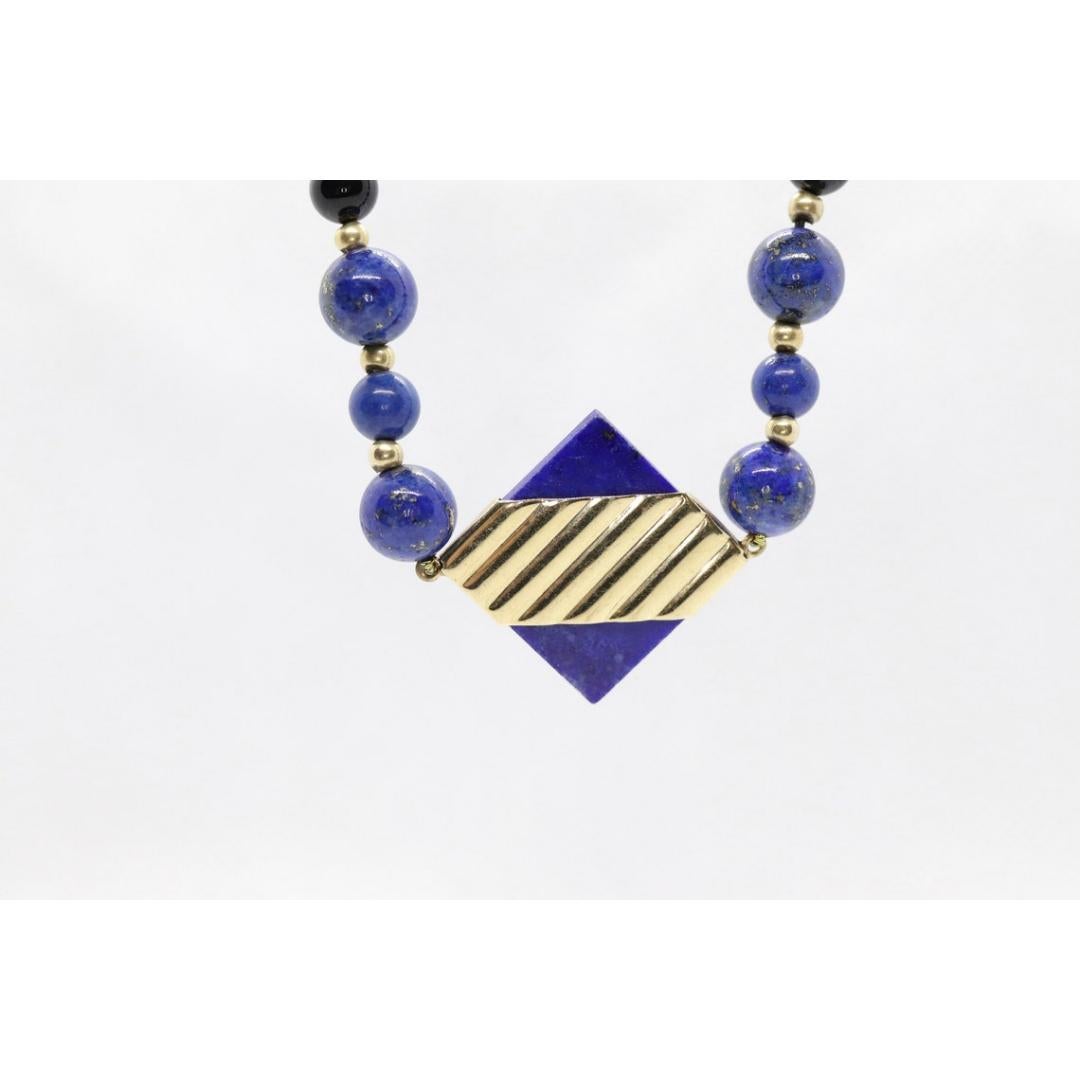 Collier et bracelet Peter Brams PBD en onyx et lapis-lazuli 14 carats Onyx Lapis en vente 1