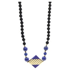14k Peter Brams PBD Onyx und Lapislazuli Halskette und Armband. Onyx Lapis