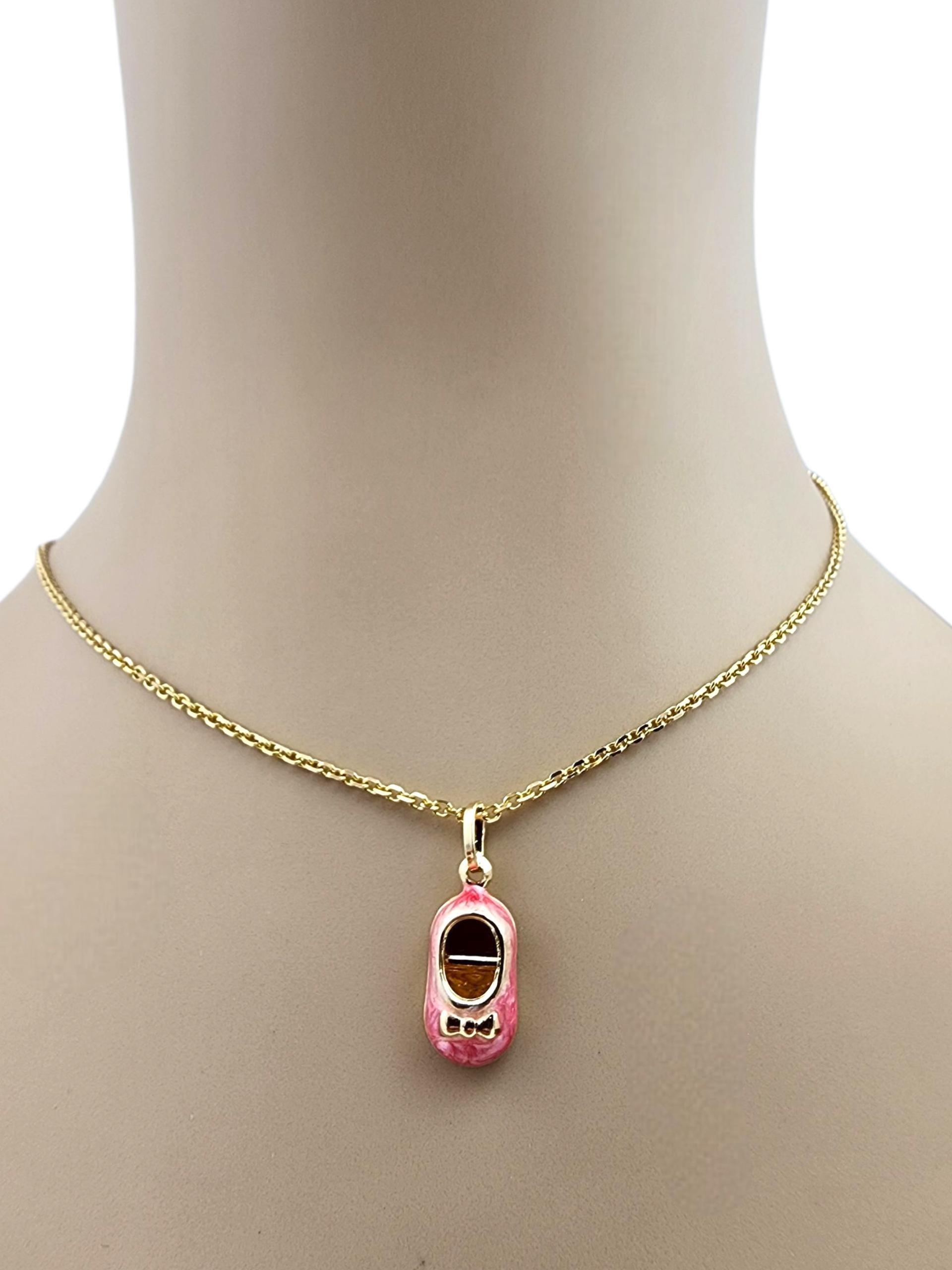 Charm per scarpe da bambino con smalto rosa 14K #22375 in vendita 4