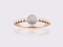 14K Pink Gold Diamond Round Shaped Cluster Beaded Ring