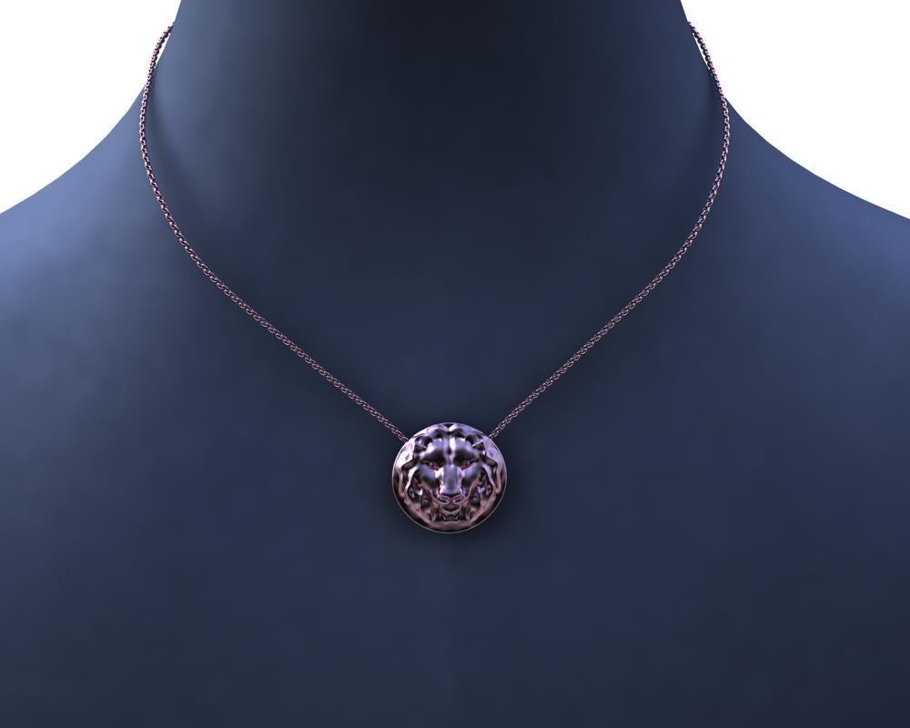 Collier pendentif lion en or rose 14 carats avec chaîne pour femme de 45,7 cm en vente 1