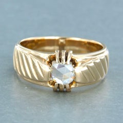14k pink gold men's ring with rose-cut diamond up to 0.30ct 7.4 grams
