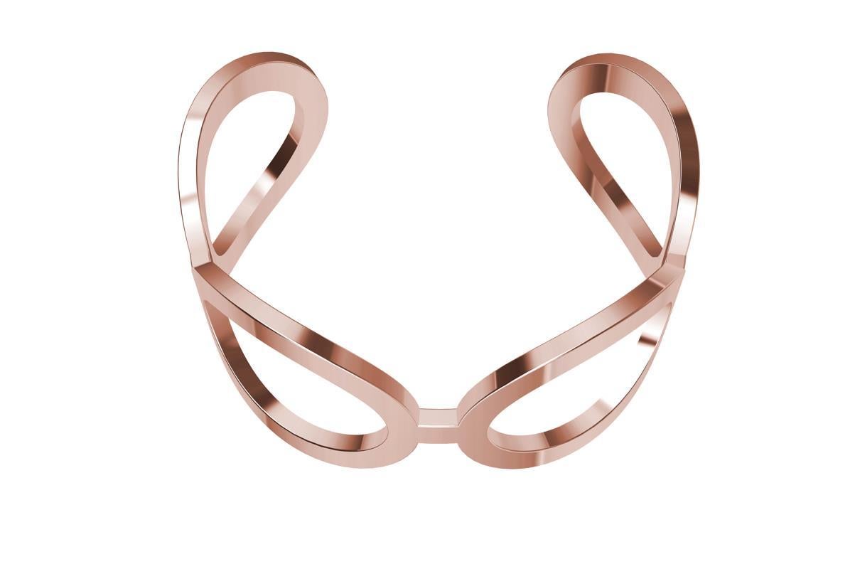 Women's 14 Karat Pink Gold Oval Cuff Bracelet For Sale