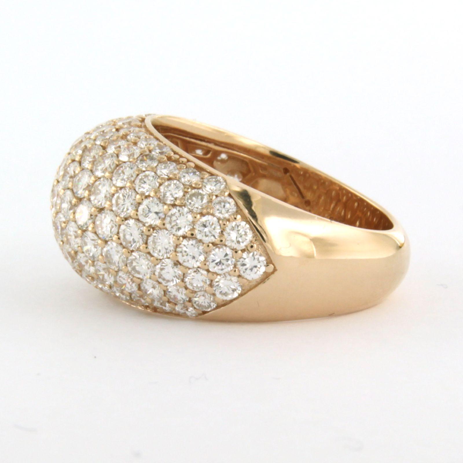 Anillo de oro rosa de 14k con un diamante talla brillante de hasta 3,84 ct 8,6 gramos Moderno en venta