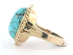 Anello in oro rosa 14k con turchese - 11,5 grammi