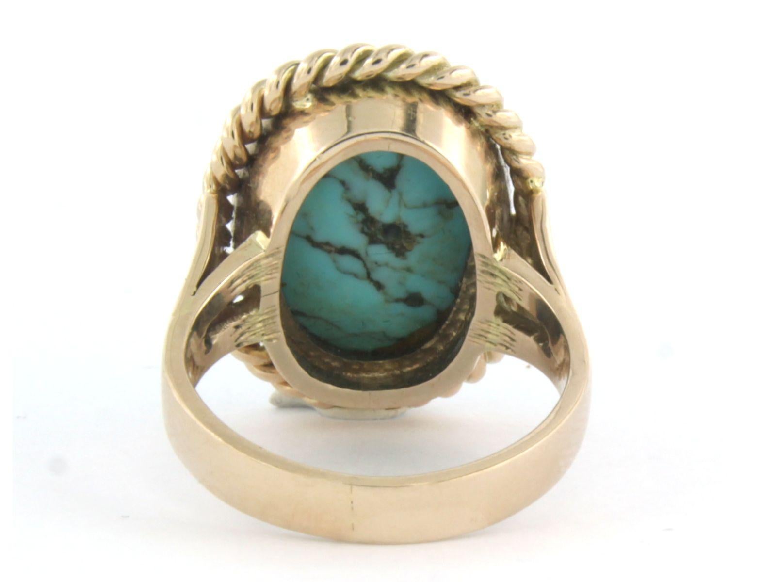 Ring aus 14k Roségold mit Türkis - 11,5 Gramm (Cabochon) im Angebot