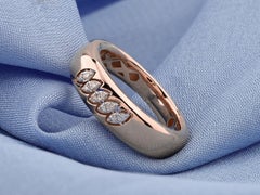 14K Pink Gold Round Cut Diagonal Diamond Accent Ring