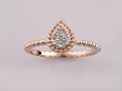 14K Pink Gold Round Cut Diamond Cluster Beaded Ring