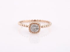 14K Pink Gold Round Cut Diamond Cushion Shape Cluster Halo Ring