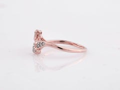 14K Pink Gold Round Cut Diamond Double Heart Bypass Ring