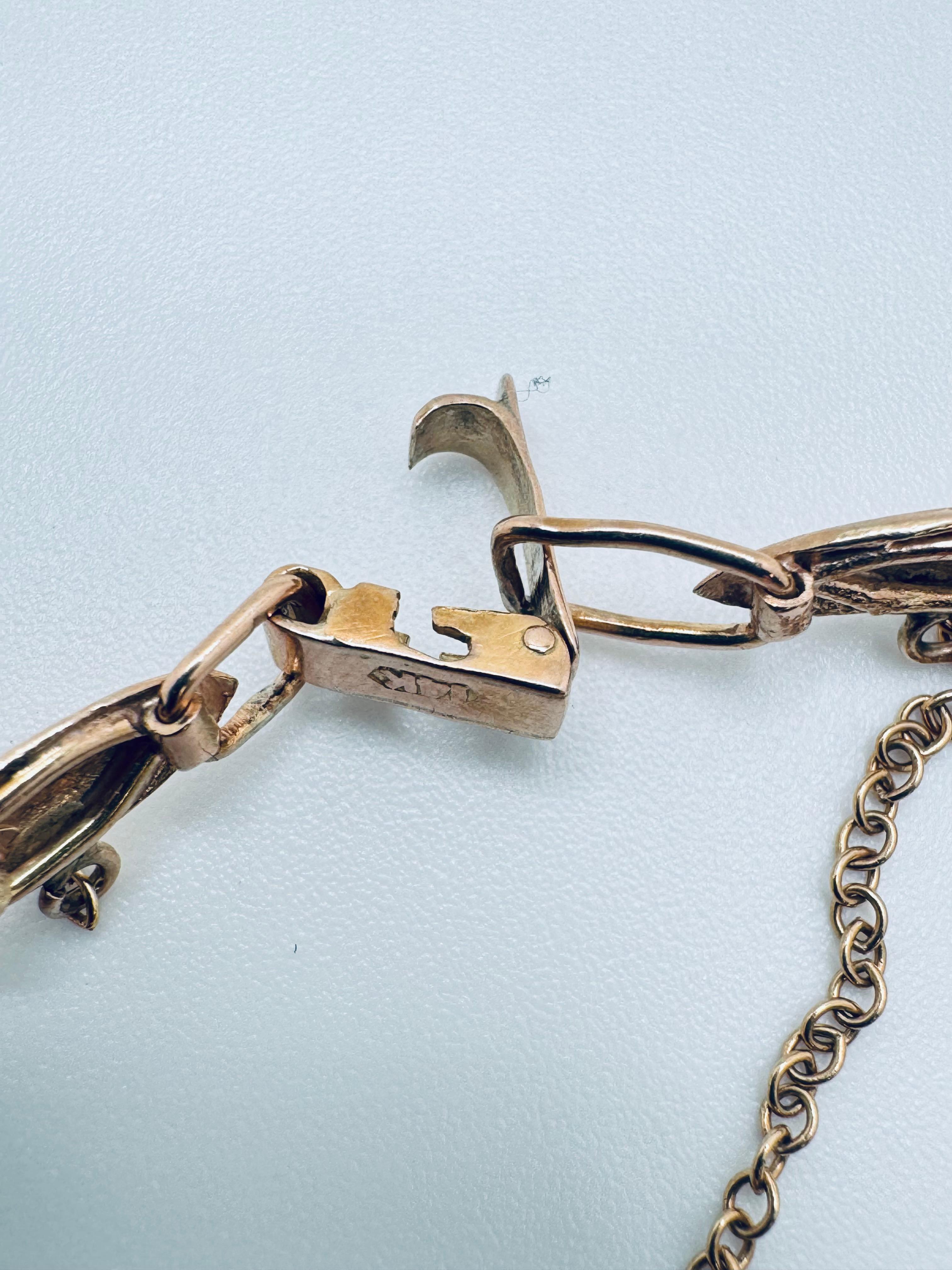 Pulsera de oro rosa de 14 quilates con eslabón especial de jade y cadena de seguridad en venta 4