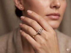 14K Pink Gold Swirl Diamond Modern Design Cluster Ring