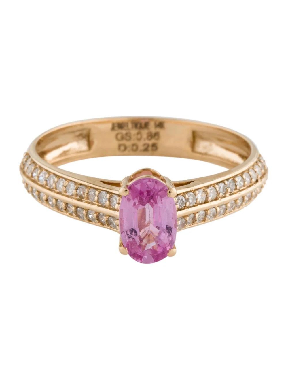 Oval Cut 14K Pink Sapphire & Diamond Cocktail Ring, Size 6.75 - Stunning Elegance For Sale