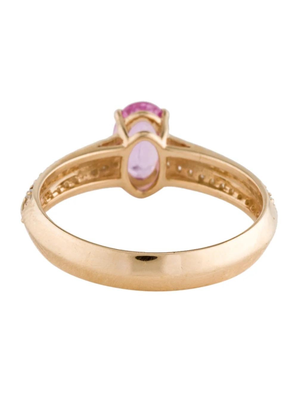 14K Pink Sapphire & Diamond Cocktail Ring, Size 6.75 - Stunning Elegance In New Condition In Holtsville, NY