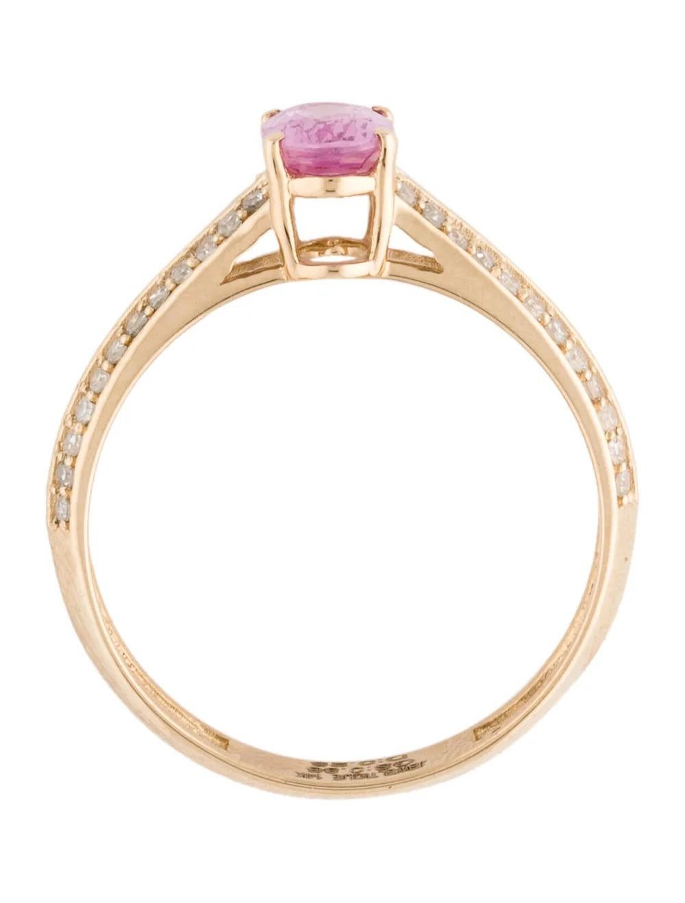 De las mujeres Anillo de Cóctel de Zafiro Rosa y Diamante de 14K, Tamaño 6.75 - Elegancia Asombrosa