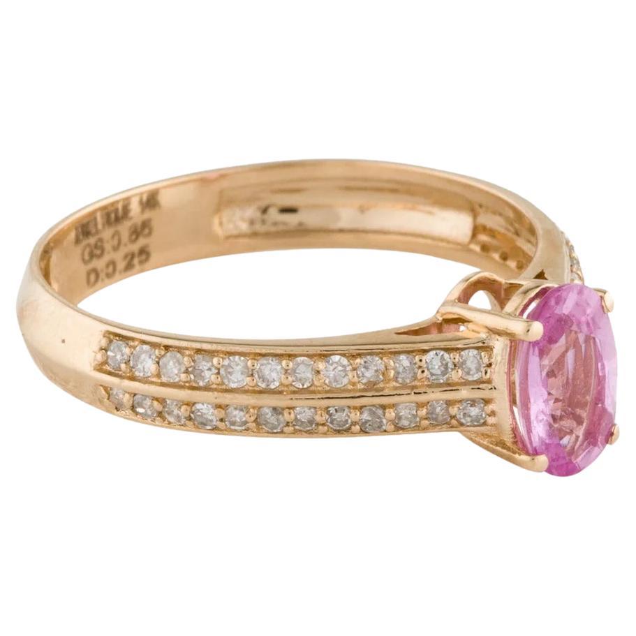 14K Pink Sapphire & Diamond Cocktail Ring, Size 6.75 - Stunning Elegance For Sale