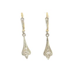 14k Platinum Art Deco Diamond Dangle Earrings