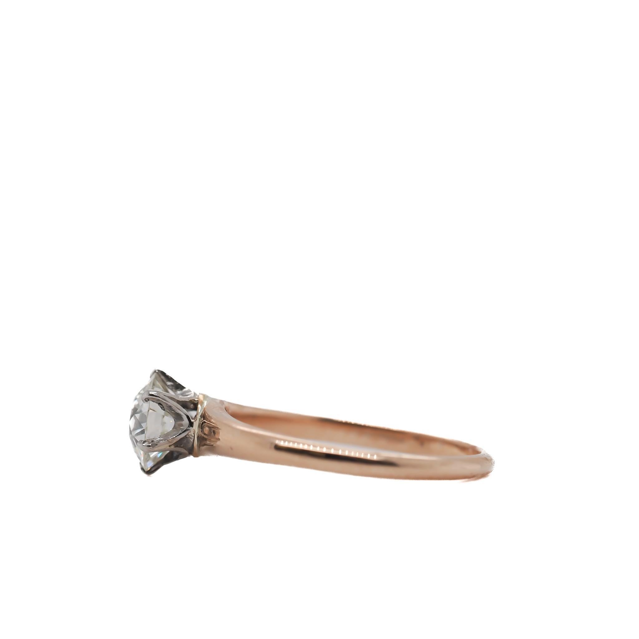 14K & Platinum GIA .72ct Old European Diamond Engagement Ring - VEG#2311a In Good Condition For Sale In Hicksville, NY