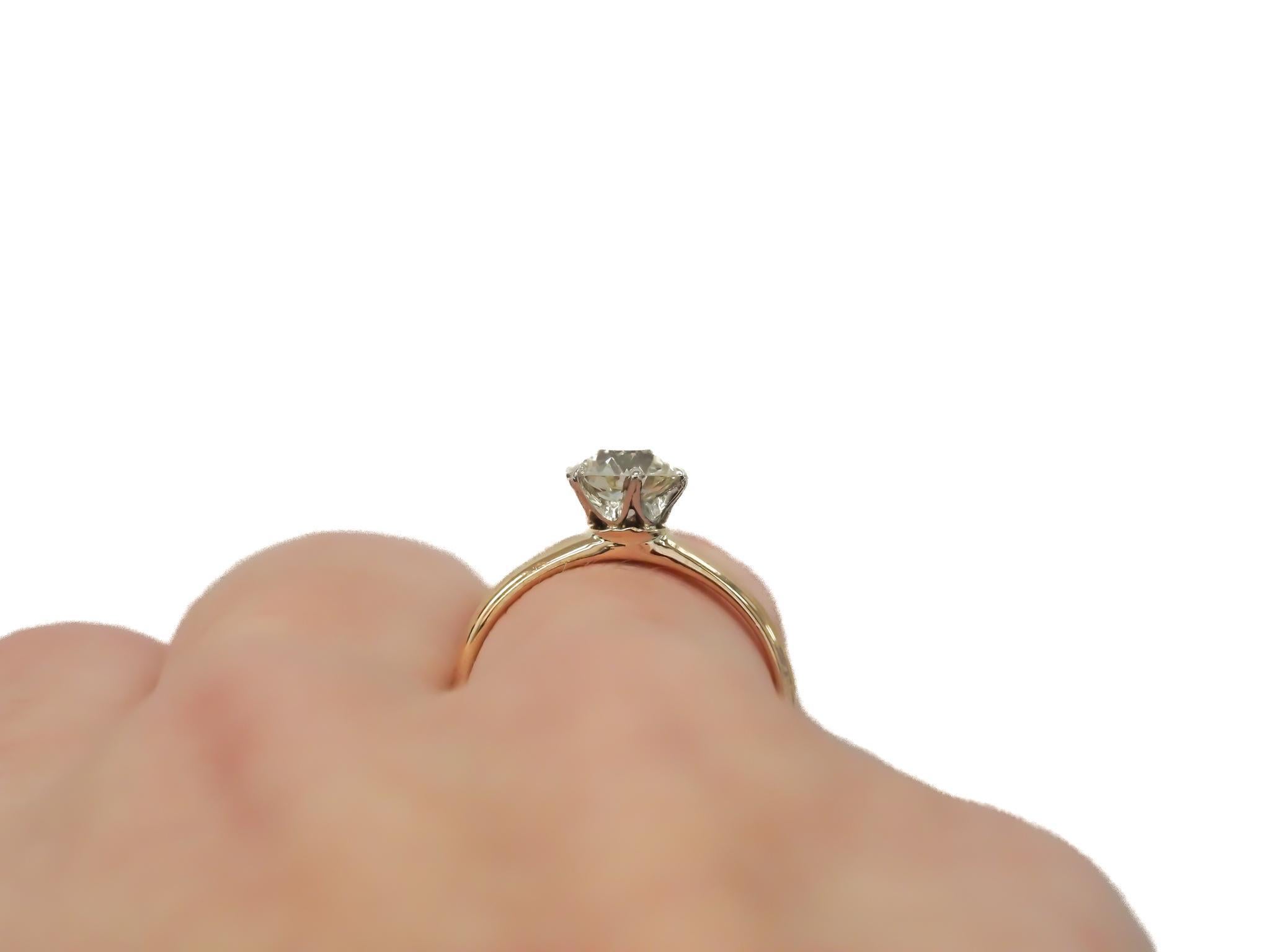 Women's 14K & Platinum GIA .72ct Old European Diamond Engagement Ring - VEG#2311a For Sale