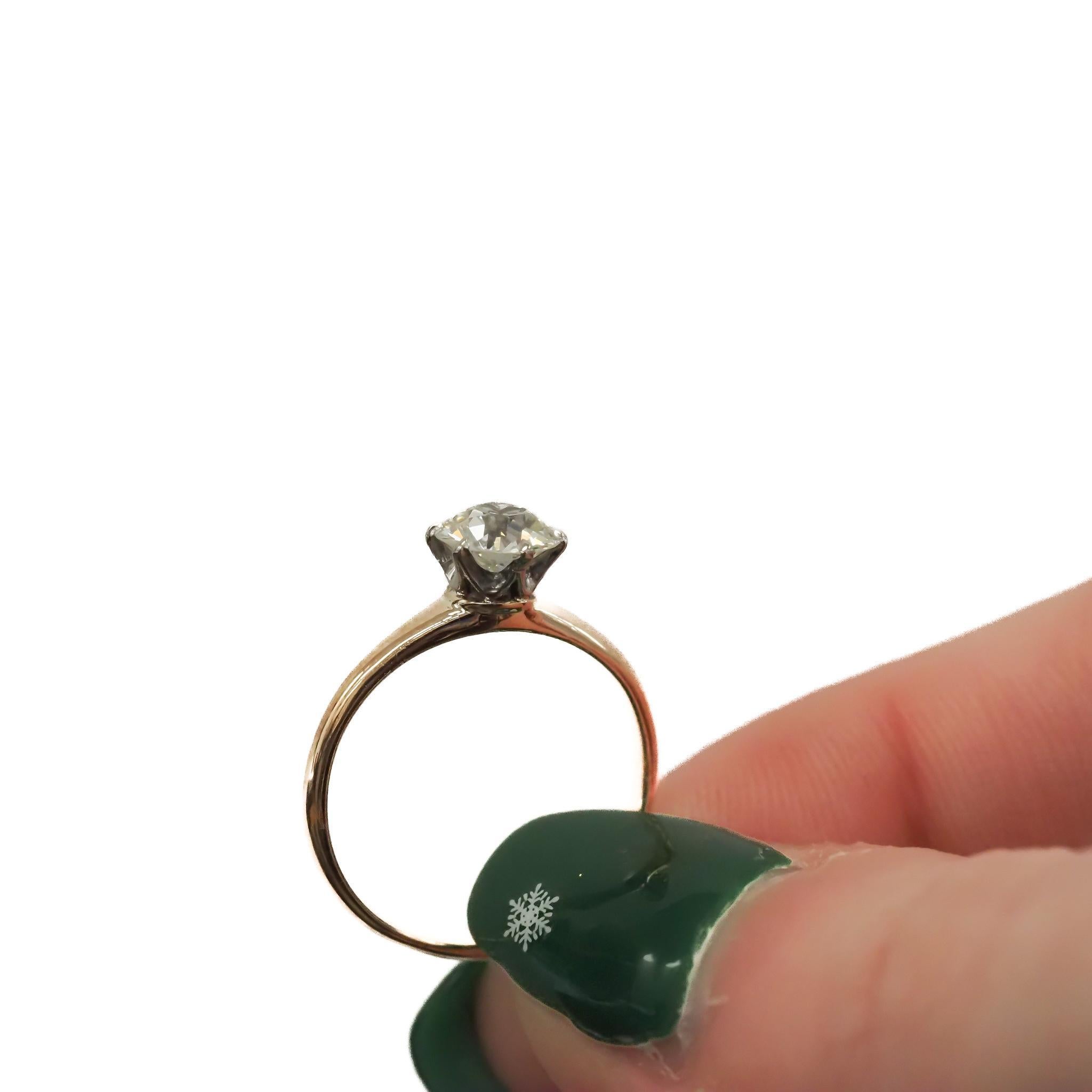 14K & Platinum GIA .72ct Old European Diamond Engagement Ring - VEG#2311a For Sale 1