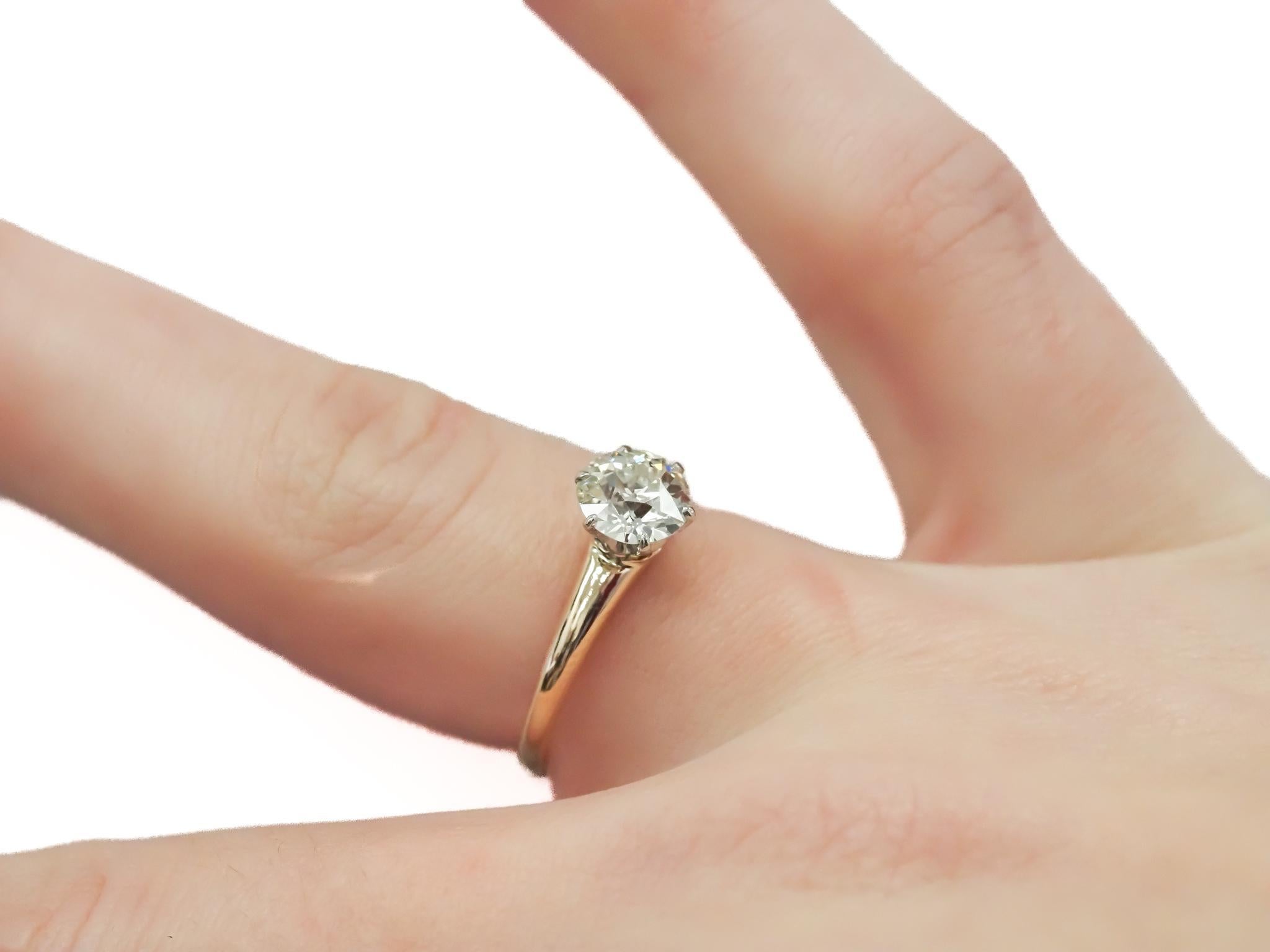 14K & Platinum GIA .72ct Old European Diamond Engagement Ring - VEG#2311a For Sale 2