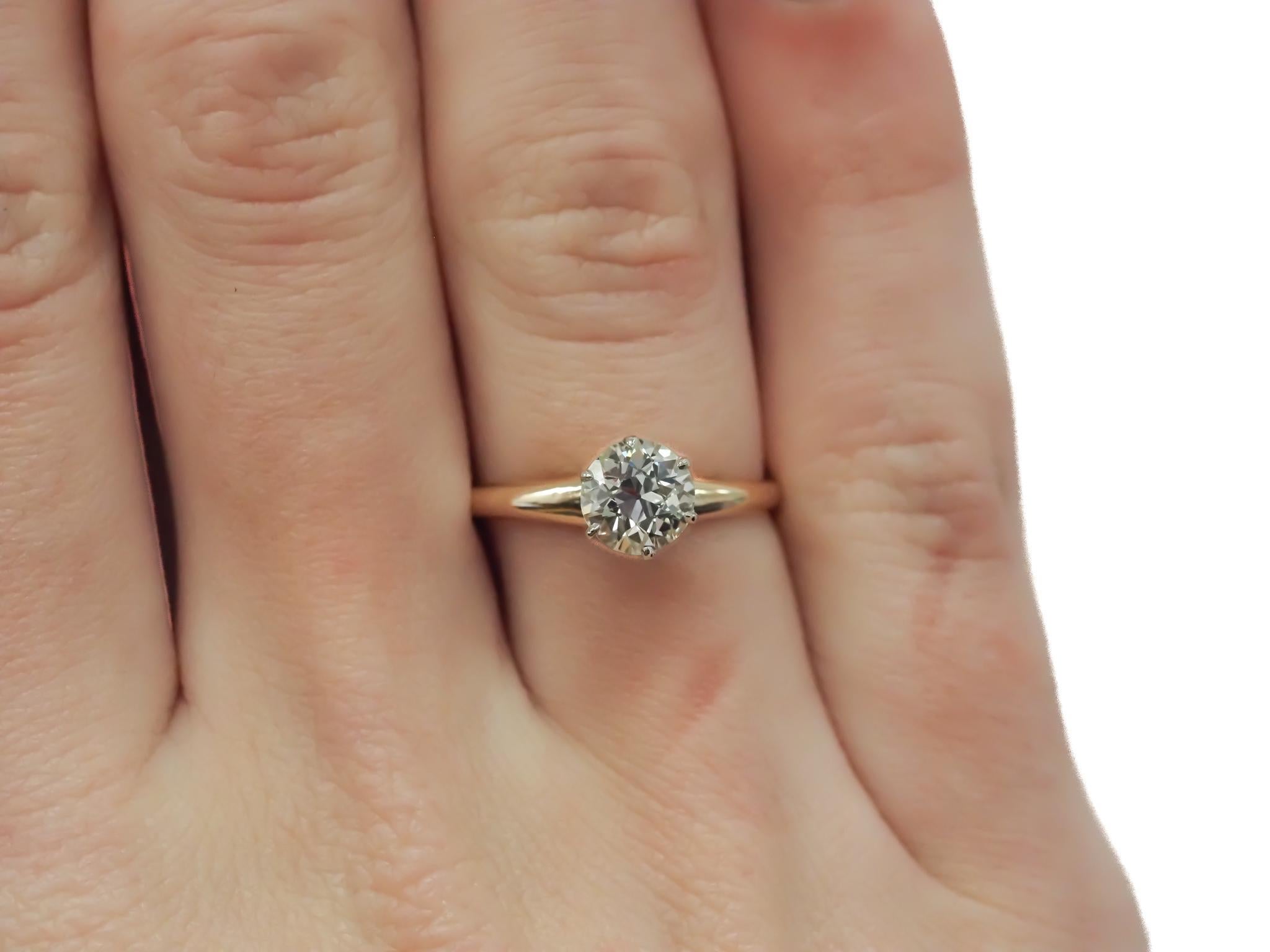14K & Platinum GIA .72ct Old European Diamond Engagement Ring - VEG#2311a For Sale 3